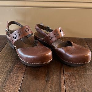 Dansko’s!  Brown, closed toed, Mary Jane style. size 39.